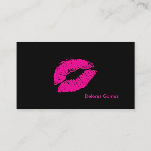 Tarjeta De Visita PixDezines besan labios rosados calientes (Anverso)