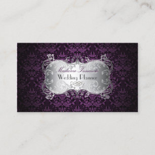 Tarjeta De Visita PixDezines bijoux damask falso plata/ciruela