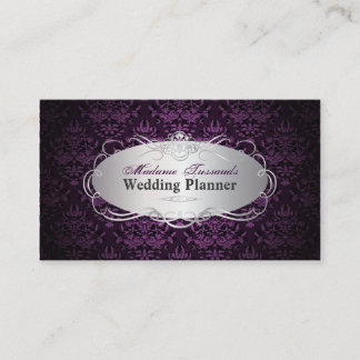 Tarjeta De Visita PixDezines bijoux damask faux plata/ciruela