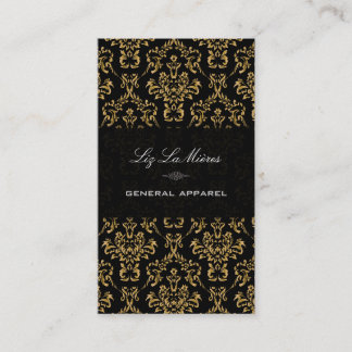 Tarjeta De Visita PixDezines Black+Gold Arianna Vintage Damask