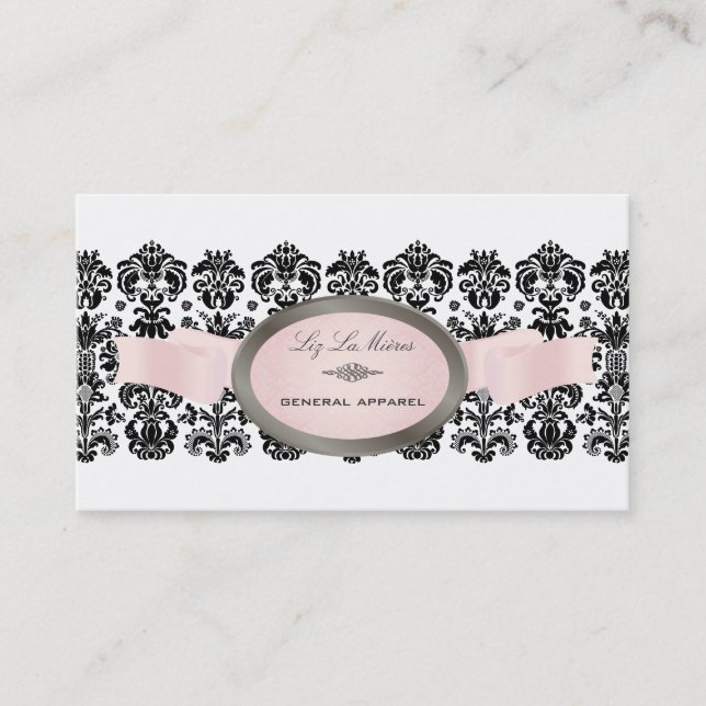 Tarjeta De Visita PixDezines Black, Isabella Lace Damask (Anverso)