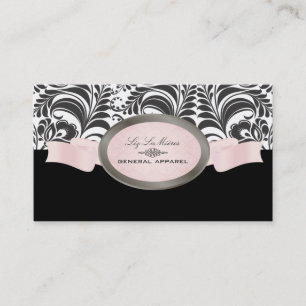 Tarjeta De Visita PixDezines Black, Pink, White Bellissimo Damask