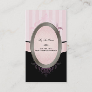 Tarjeta De Visita PixDezines Black, Pink, White, rayas regulables