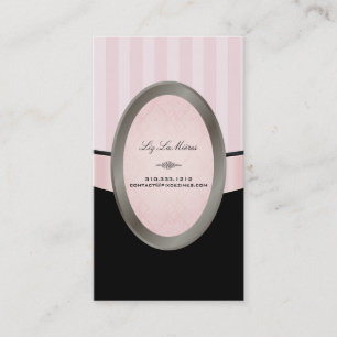 Tarjeta De Visita PixDezines Black, Pink, White, rayas regulables