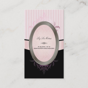 Tarjeta De Visita PixDezines Black, Pink, White, rayas regulables