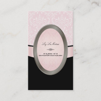 Tarjeta De Visita PixDezines Black, Rossi Damask Rosa