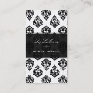 Tarjeta De Visita PixDezines Black+White Rossellini Damask vintage