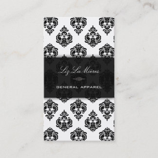 Tarjeta De Visita PixDezines Black+White Rossellini Damask vintage