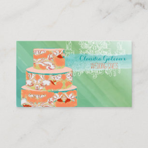 Tarjeta De Visita PixDezines boda pastel/efectos de acuarela