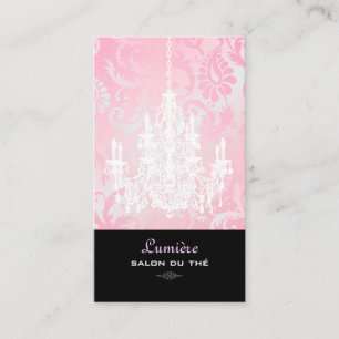Tarjeta De Visita PixDezines Candeleros blancos + Damask rosa