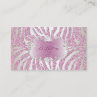 Tarjeta De Visita PixDezines cebra rosa/champán