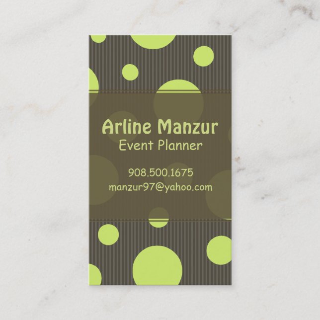 Tarjeta De Visita PixDezines Celery Polka puntos y rayas de alfilere (Anverso)