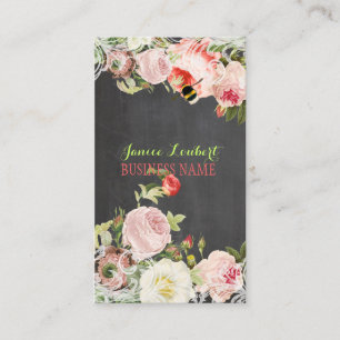 Tarjeta De Visita PixDezines Chalkboard+Vibrantes Peonies