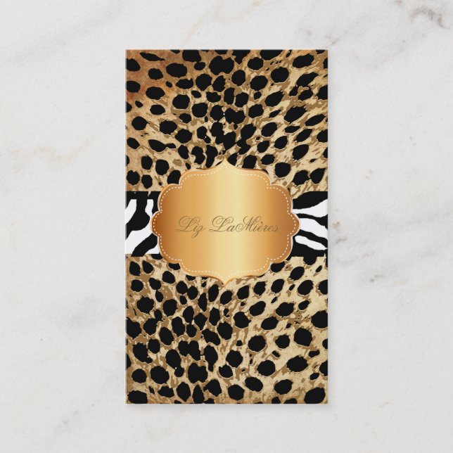 Tarjeta De Visita PixDezines cheetah vintage+zebra (Anverso)