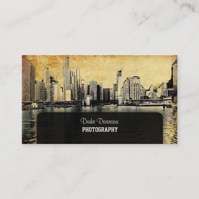 Tarjeta De Visita PixDezines City Scape, Lakeshore, Chicago, Antigua (Anverso)