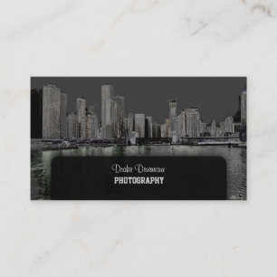 Tarjeta De Visita PixDezines City Scape, Lakeshore, Chicago/gris