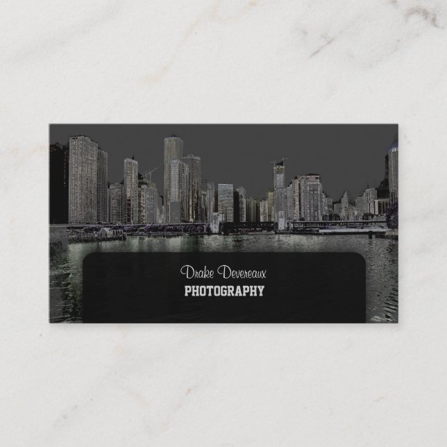 Tarjeta De Visita PixDezines City Scape, Lakeshore, Chicago/gris (Anverso)