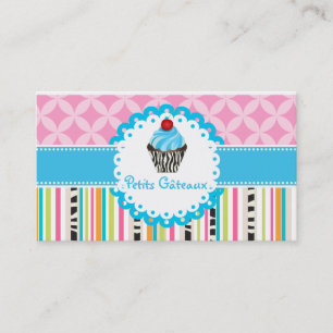 Tarjeta De Visita PixDezines cupcakes de remolinos de arándanos+raya