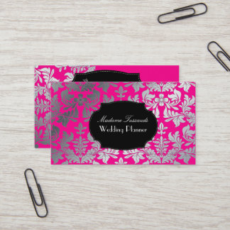 Tarjeta De Visita PixDezines damasco barroco imitación plata/rosa ca