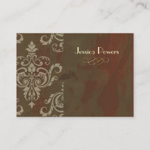 Tarjeta De Visita PixDezines DAMASK EN EL BROWN RÚSTICO