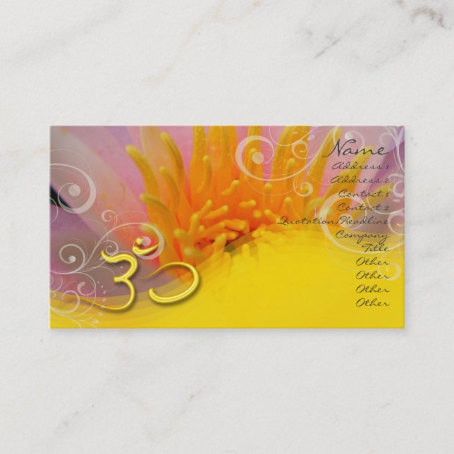 Tarjeta De Visita PixDezines de agua rosa rosada lirio+zumba, om (Anverso)