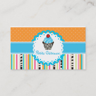 Tarjeta De Visita PixDezines de arándano azul giran cupcake+stripes