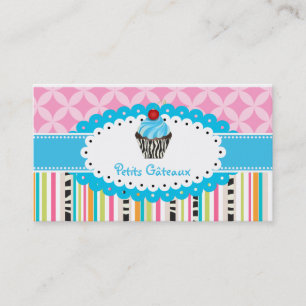Tarjeta De Visita PixDezines de arándano azul giran cupcake+stripes