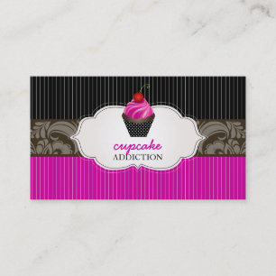 Tarjeta De Visita PixDezines de fresa giran cupcake+pinstripes