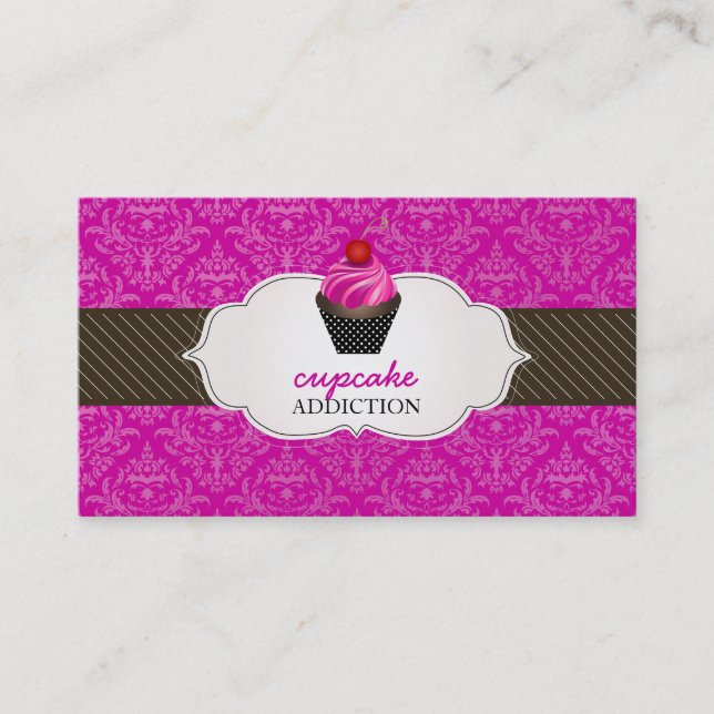 Tarjeta De Visita PixDezines de fresa giran cupcake+pinstripes (Anverso)