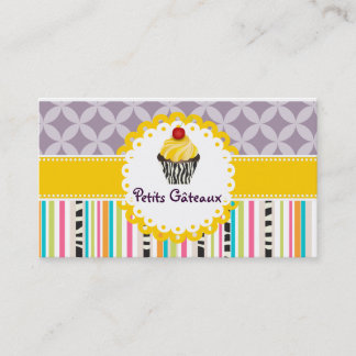 Tarjeta De Visita PixDezines de limón giran cupcake+stripes