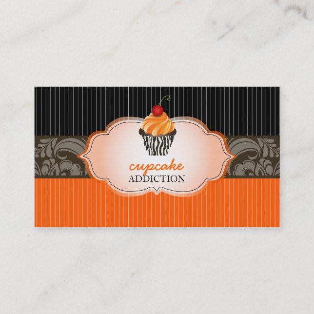 Tarjeta De Visita PixDezines de mandarina remolacha cupcake+pinstrip (Anverso)