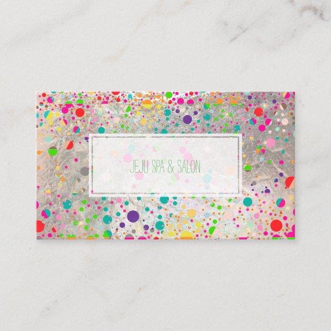 Tarjeta De Visita PixDezines deslumbrados/arco iris/plata falsa (Anverso)