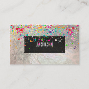 Tarjeta De Visita PixDezines deslumbrados/arco iris/plata falsa