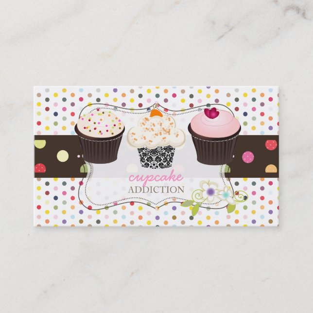Tarjeta De Visita PixDezines diy cupakes+polka puntos (Anverso)