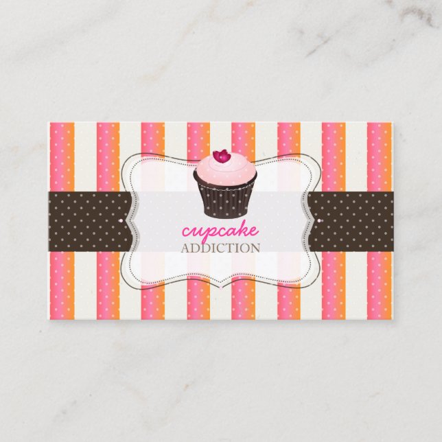 Tarjeta De Visita PixDezines diy fondo/cupakes+stripes (Anverso)