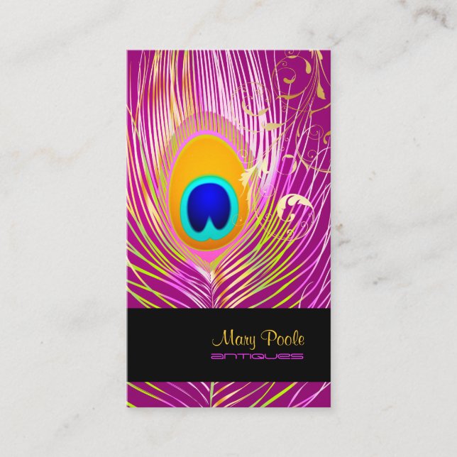 Tarjeta De Visita PixDezines DIY fondo/pavo real+remolinos de filigr (Anverso)