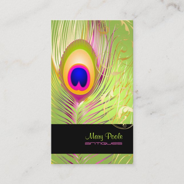 Tarjeta De Visita PixDezines DIY fondo/pavo real+remolinos de filigr (Anverso)