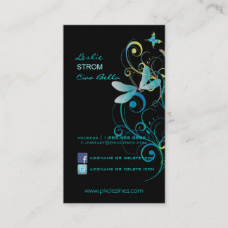 Tarjeta De Visita PixDezines Dragonflies Mariposas Muñecas Arcoiris