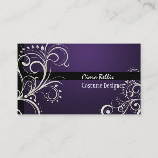 Tarjeta De Visita PixDezines Elegante Pearl Swirls+gema púrpura