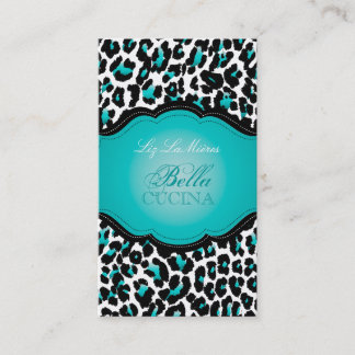 Tarjeta De Visita PixDezines estampado de guepardo atrevido/teal+neg