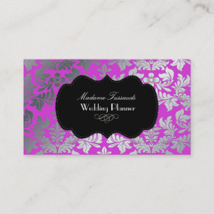 Tarjeta De Visita PixDezines faux barroco damasco magenta