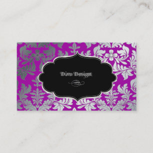Tarjeta De Visita PixDezines Faux barroco damasco morado