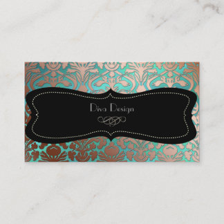 Tarjeta De Visita PixDezines faux copper flora damasco/diy fondo