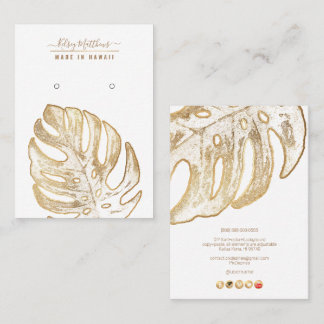Tarjeta De Visita PixDezines Faux Gold Tropical Leaves Earrings