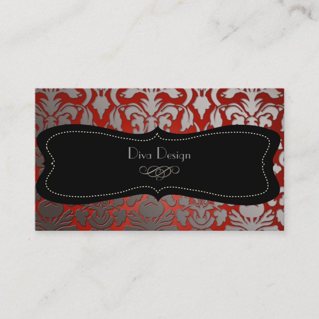 Tarjeta De Visita PixDezines faux plata flora color damasco/diy (Anverso)