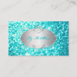 Tarjeta De Visita PixDezines Faux Purpurina Aqua Blue