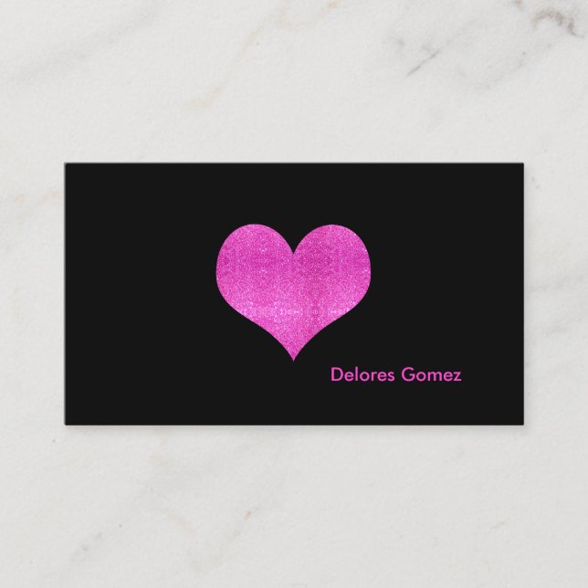 Tarjeta De Visita PixDezines Faux Purpurina Corazón rosa caliente (Anverso)