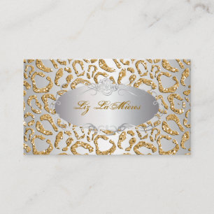 Tarjeta De Visita PixDezines faux purpurina jaguar/faux silver