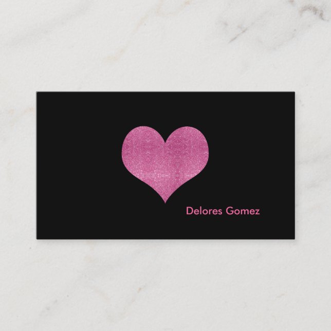 Tarjeta De Visita PixDezines Faux Purpurina Raspberry Pink Heart (Anverso)