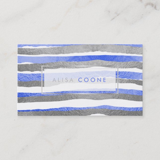 Tarjeta De Visita PixDezines faux silver+blue Relieves metalizados (Anverso)